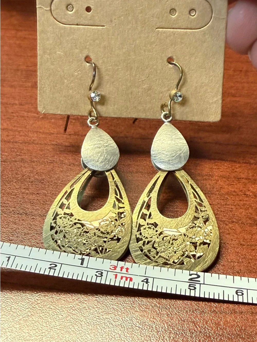 Gold-Tone Filigree Teardrop Dangle Earrings